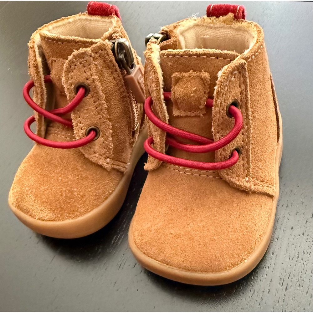 UGG Baby Booties Crib Shoes Size 0/1 Chestnut Suede Side-Zip Ankle Boot